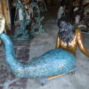 Mermaid Lying in the Sun Bronze Statue -  Size: 87"L x 44"W x 36"H.