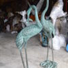 Pair of Cranes fountains Bronze Statue â€“ Green Patina -  13"L x 9.5"W x 52"H.