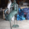 Pair of Cranes fountains Bronze Statue â€“ Green Patina -  13"L x 9.5"W x 52"H.