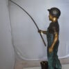 Kid Fishing Water Fountain Bronze Statue -  Size: 18"L x 22"W x 49"H.