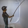 Kid Fishing Water Fountain Bronze Statue -  Size: 18"L x 22"W x 49"H.