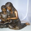 Two Girls Reading a Book Bronze Statue -  Size: 33"L x 21"W x 23"H.