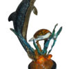 Dolphin with large turtle Bronze Statue -  Size: 30"L x 30"W x 44"H.