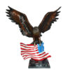 Eagle with American Flag Bronze Statue -  Size: 32"L x 14"W x 35"H.