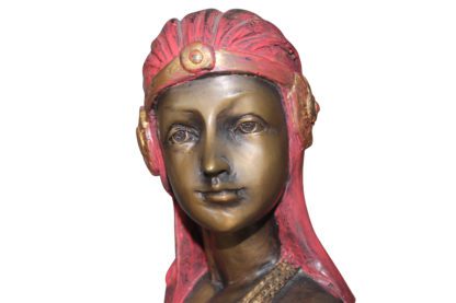 Egyptian lady Bronze Statue -  Size: 7"L x 6"W x 28"H.