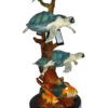 Five Sea Turtles Swimming Bronze Statue -  Size: 20"L x 16"W x 30"H.