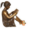 Girl Sitting and Reading a Book Bronze Statue -  Size: 23"L x 15"W x 24"H.