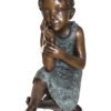 Girl in the sun -Sunny day Bronze Statue -  Size: 10"L x 11"W x 21"H.