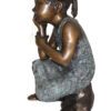 Girl in the sun -Sunny day Bronze Statue -  Size: 10"L x 11"W x 21"H.