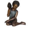 Girl listening to a Shell fountain-Bronze Statue -  Size: 17"L x 10"W x 20"H.