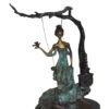 Girl on a swing Bronze Statue -  Size: 15"L x 8"W x 21"H.