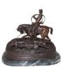 Hunting man on horse Bronze Statue -  Size: 16"L x 8"W x 14"H.