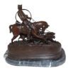 Hunting man on horse Bronze Statue -  Size: 16"L x 8"W x 14"H.