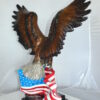 Eagle with American Flag Bronze Statue -  Size: 32"L x 14"W x 35"H.