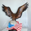 Eagle with American Flag Bronze Statue -  Size: 32"L x 14"W x 35"H.