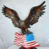 Eagle with American Flag Bronze Statue -  Size: 32"L x 14"W x 35"H.