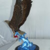 Eagle Catching his Prey Bronze Statue -  Size: 17"L x 20"W x 25"H.