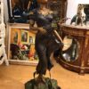 Woman Holding Bouquet Standing on Lily  Bronze Statue/Fountain 28" x27"x 60"H.