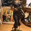 Woman Holding Bouquet Standing on Lily  Bronze Statue/Fountain 28" x27"x 60"H.