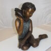 Girl listening to a Shell fountain-Bronze Statue -  Size: 17"L x 10"W x 20"H.