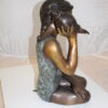 Girl listening to a Shell fountain-Bronze Statue -  Size: 17"L x 10"W x 20"H.