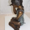 Girl listening to a Shell fountain-Bronze Statue -  Size: 17"L x 10"W x 20"H.