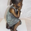 Girl in the sun -Sunny day Bronze Statue -  Size: 10"L x 11"W x 21"H.