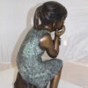 Girl in the sun -Sunny day Bronze Statue -  Size: 10"L x 11"W x 21"H.