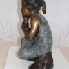 Girl in the sun -Sunny day Bronze Statue -  Size: 10"L x 11"W x 21"H.