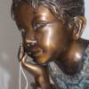 Girl in the sun -Sunny day Bronze Statue -  Size: 10"L x 11"W x 21"H.