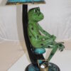 Frog with Umbrella Bronze Statue -  Size: 11"L x 10"W x 22"H.