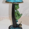 Frog with Umbrella Bronze Statue -  Size: 11"L x 10"W x 22"H.