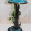 Frog with Umbrella Bronze Statue -  Size: 11"L x 10"W x 22"H.