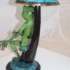 Frog with Umbrella Bronze Statue -  Size: 11"L x 10"W x 22"H.