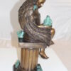 Angel sitting on Column Bronze Statue -  Size: 10"L x 9"W x 22"H.