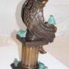 Angel sitting on Column Bronze Statue -  Size: 10"L x 9"W x 22"H.