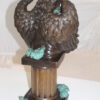 Angel sitting on Column Bronze Statue -  Size: 10"L x 9"W x 22"H.