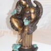 Angel sitting on Column Bronze Statue -  Size: 10"L x 9"W x 22"H.