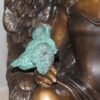 Angel sitting on Column Bronze Statue -  Size: 10"L x 9"W x 22"H.