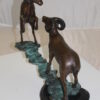 Two Rams on a rock Bronze Statue -  Size: 15"L x 8"W x 16"H.