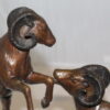 Two Rams on a rock Bronze Statue -  Size: 15"L x 8"W x 16"H.