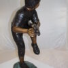 Boy plays baseball Bronze Statue -  Size: 22"L x 12"W x 36"H.