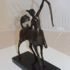 horse woman shooting an arrow Bronze Statue -  Size: 14"L x 6"W x 20"H.