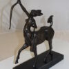 horse woman shooting an arrow Bronze Statue -  Size: 14"L x 6"W x 20"H.