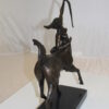 horse woman shooting an arrow Bronze Statue -  Size: 14"L x 6"W x 20"H.