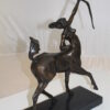 horse woman shooting an arrow Bronze Statue -  Size: 14"L x 6"W x 20"H.