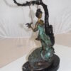 Girl on a swing Bronze Statue -  Size: 15"L x 8"W x 21"H.