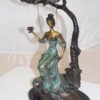 Girl on a swing Bronze Statue -  Size: 15"L x 8"W x 21"H.