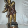 Boy standing Bronze Statue on Marble base -  Size: 10"L x 12"W x 26"H.