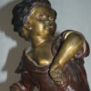 Boy standing Bronze Statue on Marble base -  Size: 10"L x 12"W x 26"H.